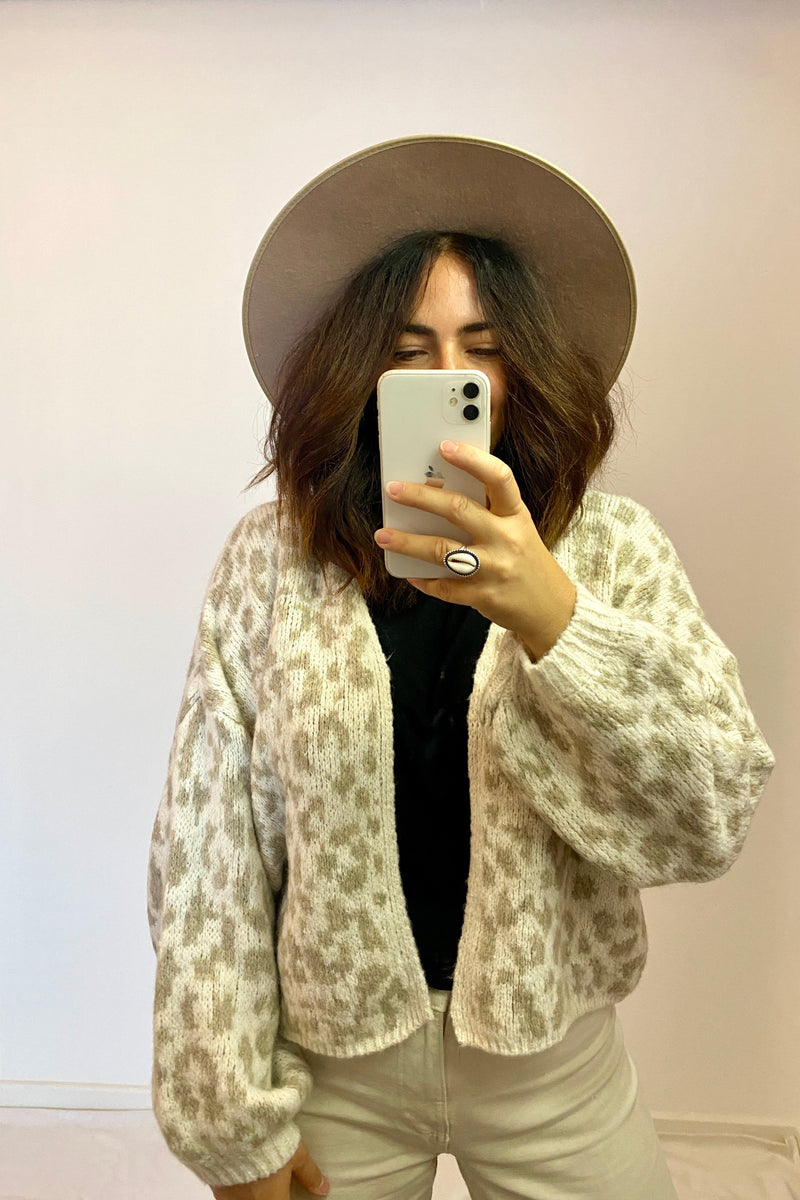 Gilet cardigan leopard beige 