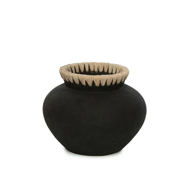 Vase en Terracotta - Noir & Naturel - S