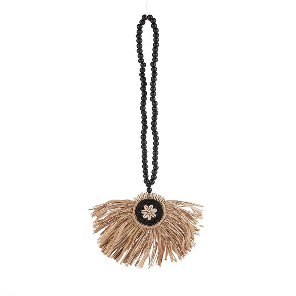 Collier décoratif Raffia Mahkota - Noir et naturel