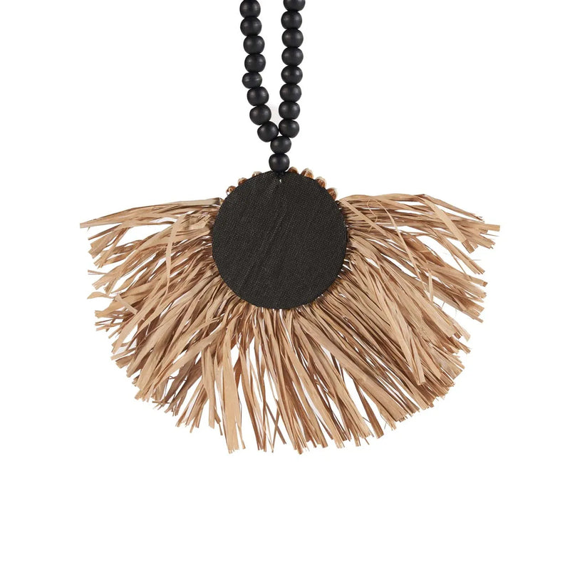 Collier décoratif Raffia Mahkota - Noir et naturel