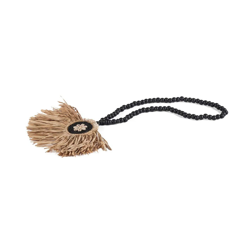 Collier décoratif Raffia Mahkota - Noir et naturel