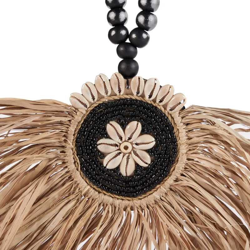 Collier décoratif Raffia Mahkota - Noir et naturel