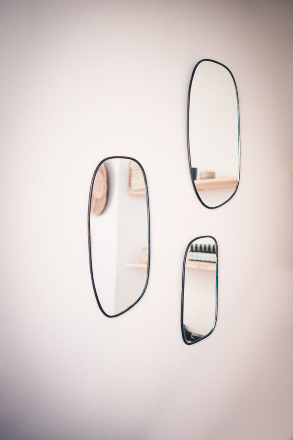LARGE ABSTRACT MIRROR CHARCOAL BRASS - ELLA