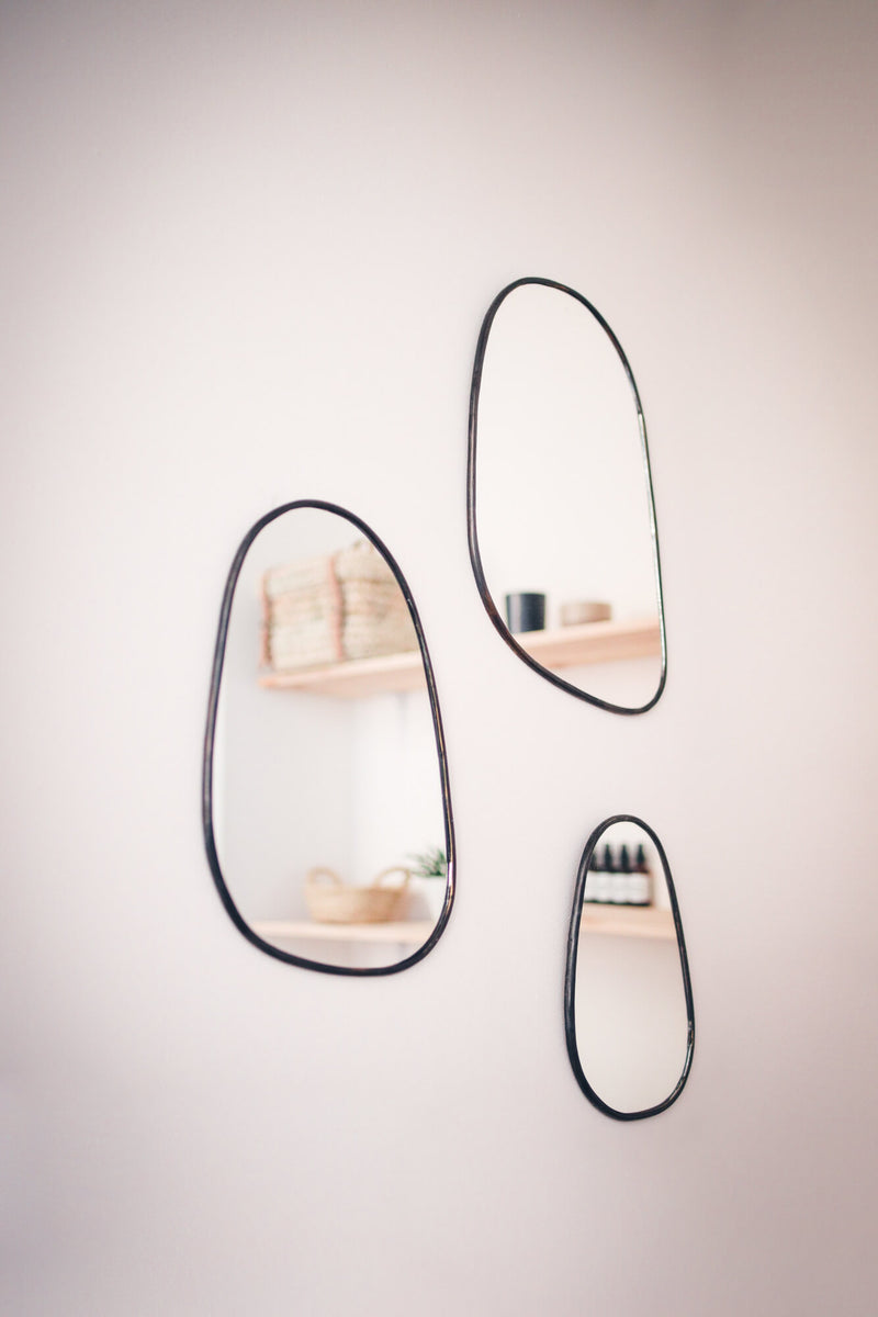 MIROIR ABSTRAIT LAITON CHARBON - MIRE