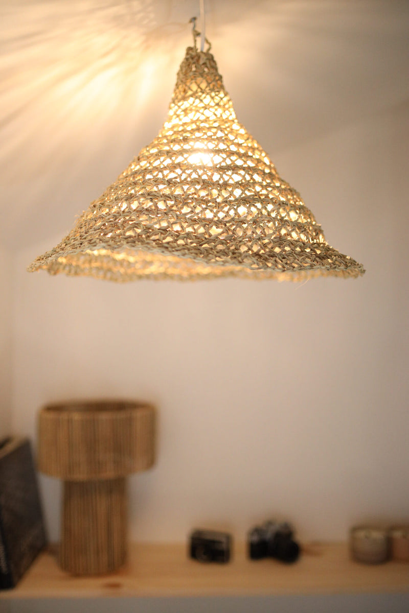 BRAIDED OPENWORK DOUM CONE PALM SUSPENSION