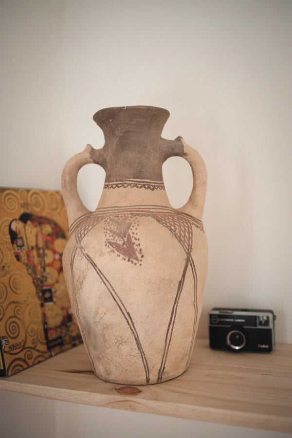 BERBER POTTERY JAR WITH TRADITIONAL PATTERNS