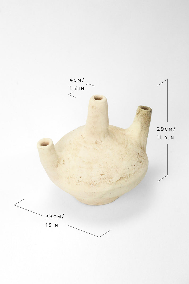 TAMEGROUTE TRIPLE POTTERY CANDLE HOLDER
