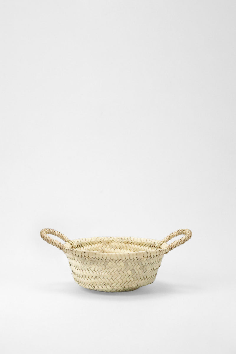 PANIÈRE EN PALMIER TRESSÉE RONDE À ANSES