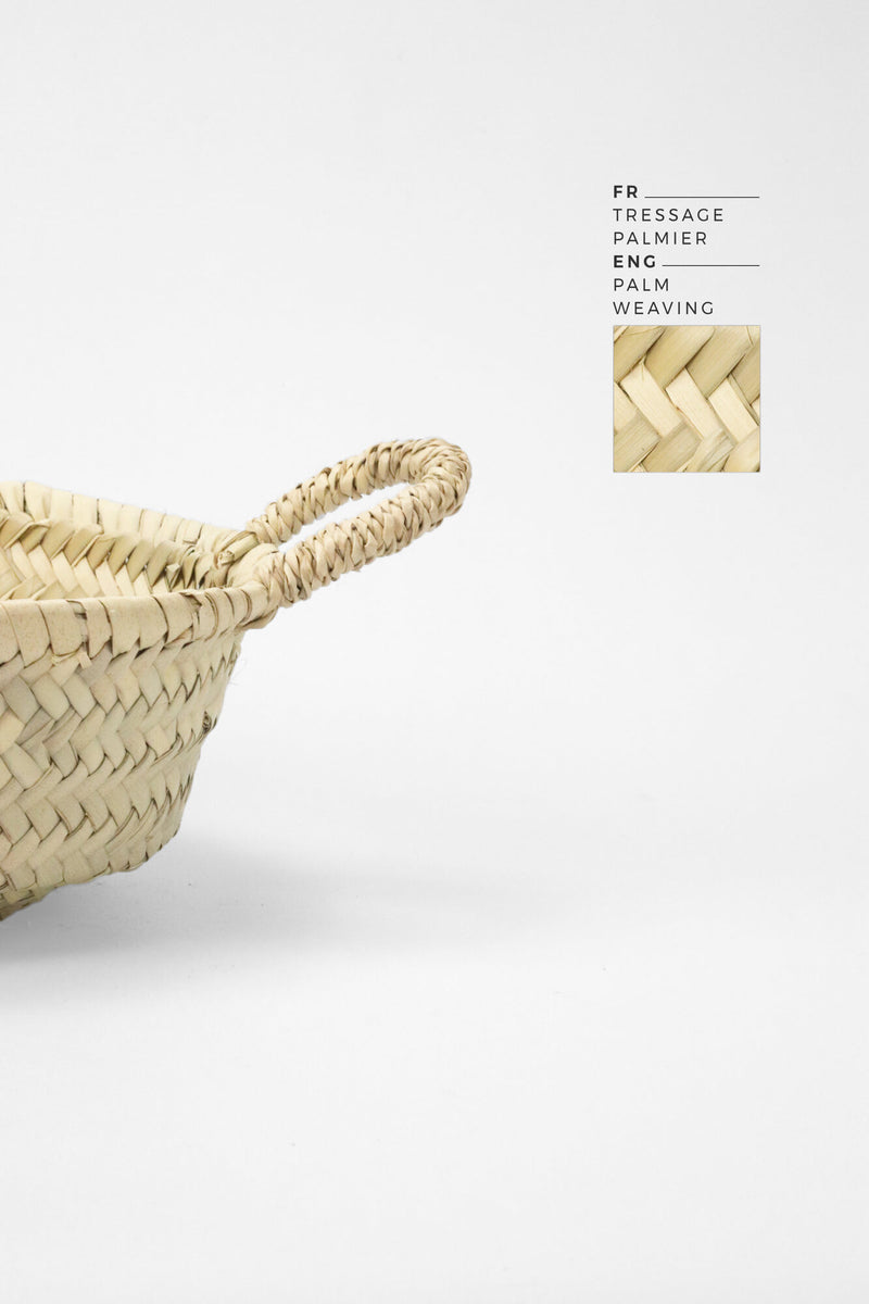 PANIÈRE EN PALMIER TRESSÉE RONDE À ANSES