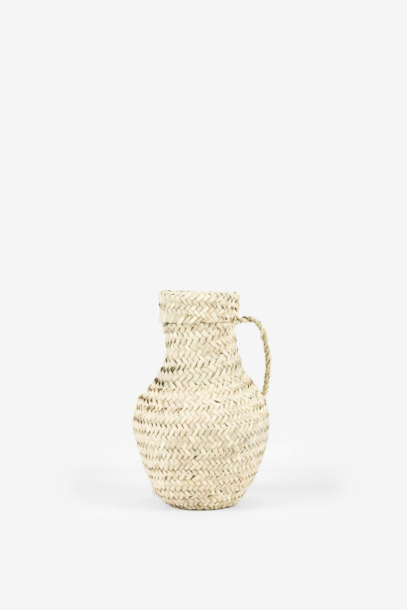 BRAIDED PALM VASE WITH HANDLE