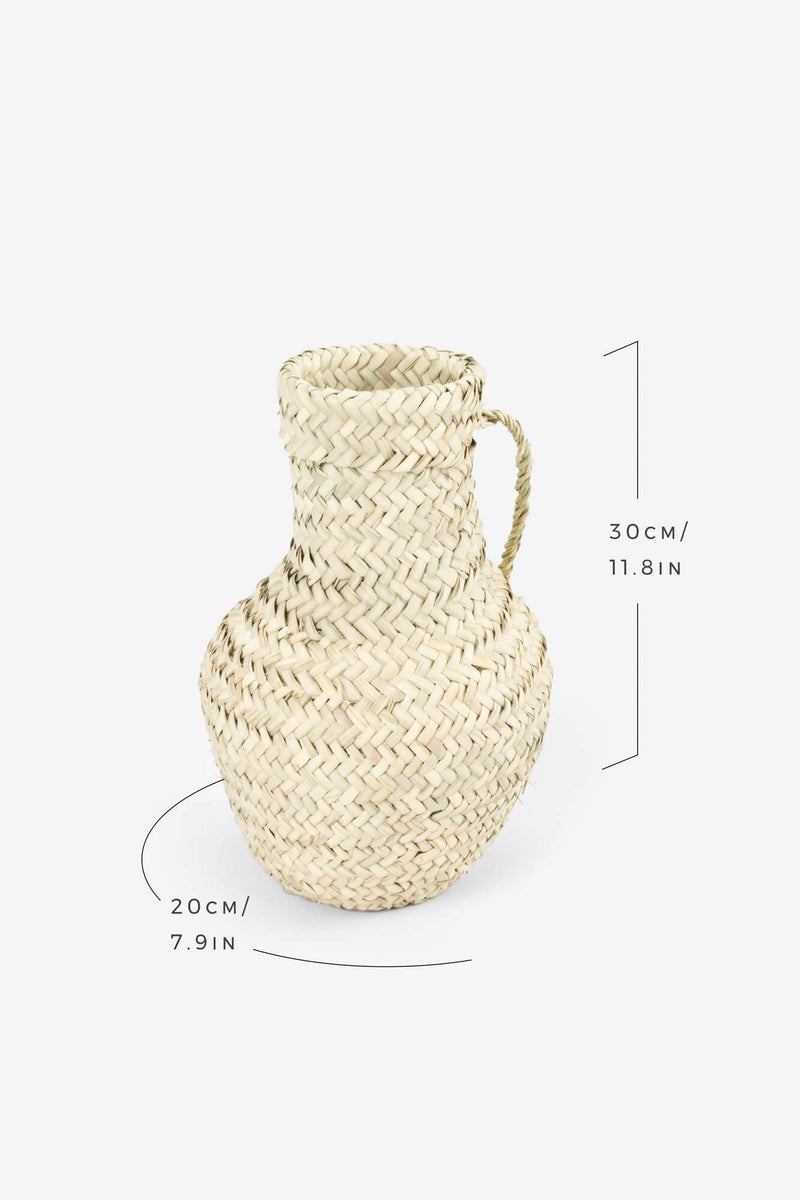 BRAIDED PALM VASE WITH HANDLE