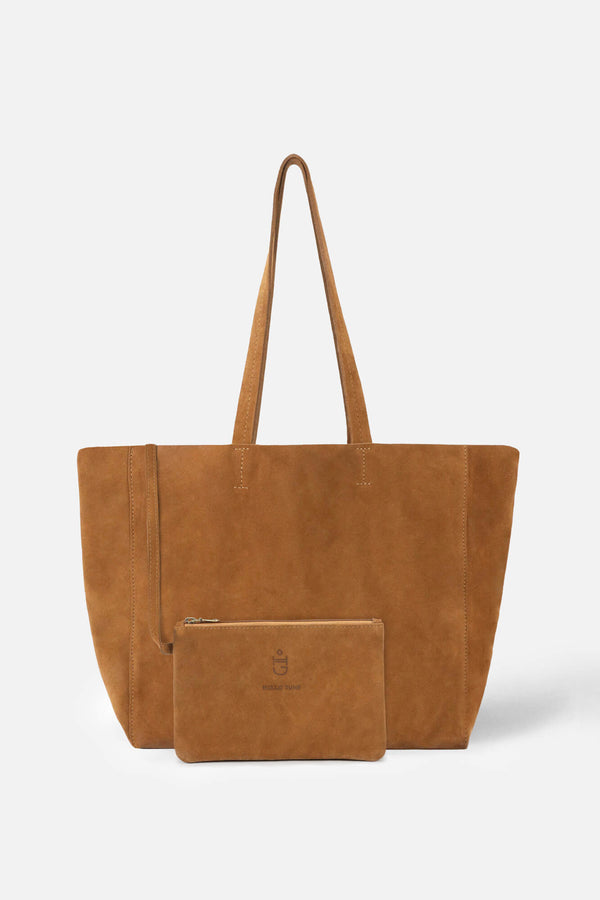 LARGE BAG 'HARRIET' CAMEL SUEDE LEATHER WITH DETACHABLE POUCH