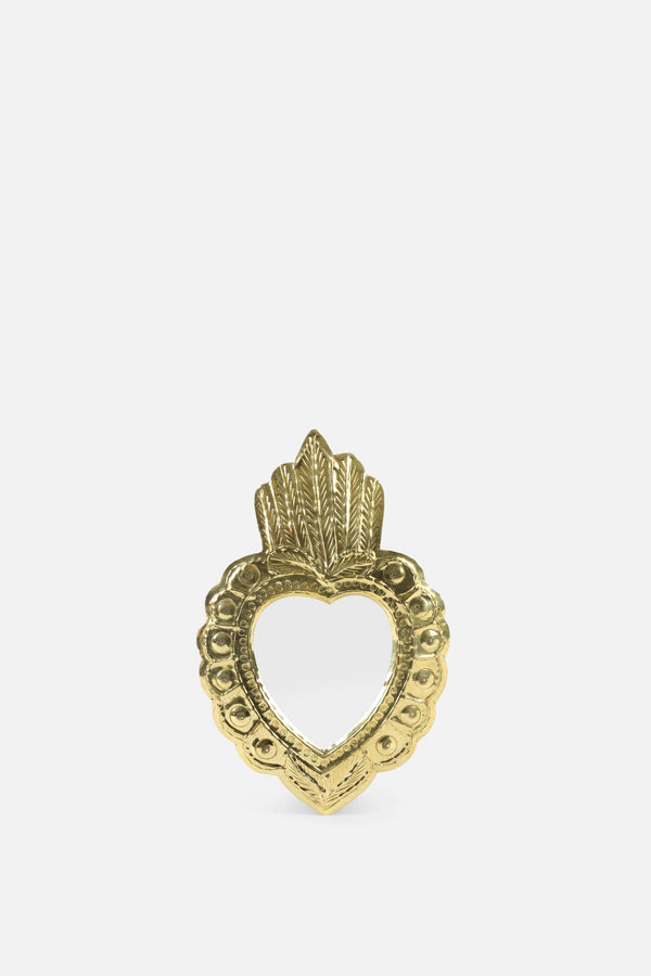 SMALL HEART MIRROR EX VOTO GOLDEN BRASS