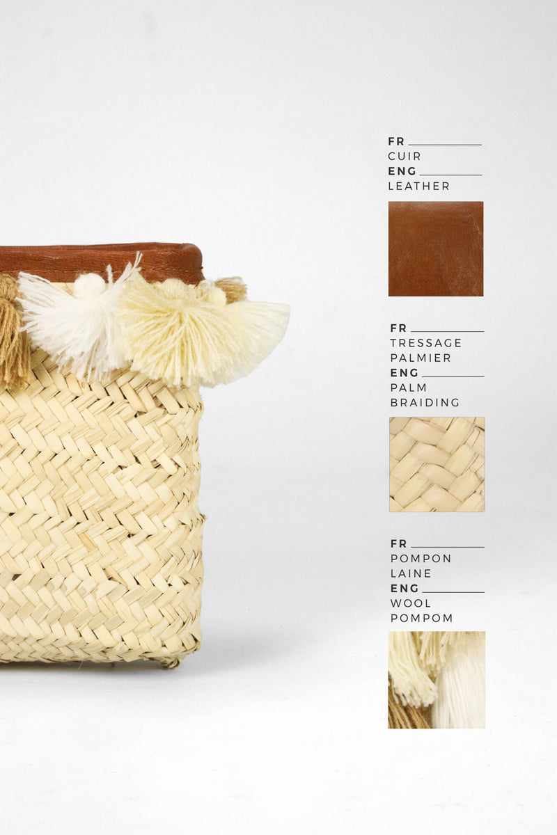 POCHETTE CUIR ET POMPONS
