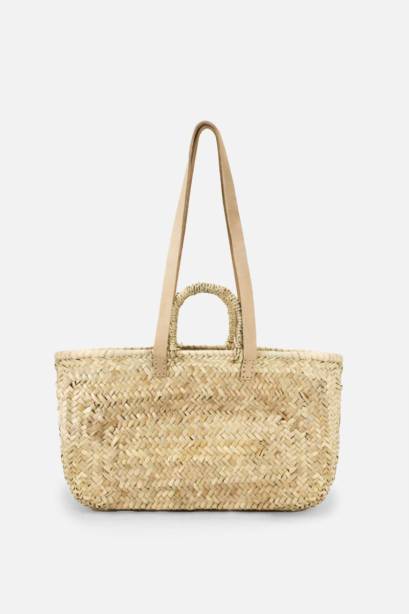 PANIER CABAS DOUBLE ANSE RECTANGLE BEIGE