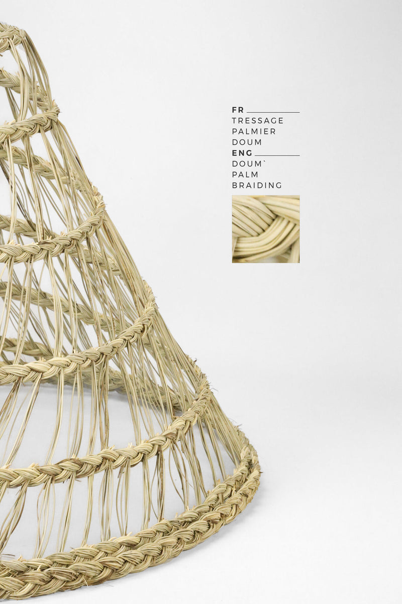SUSPENSION  PALMIER DOUM CÔNE AJOURÉ SANS FRANGES