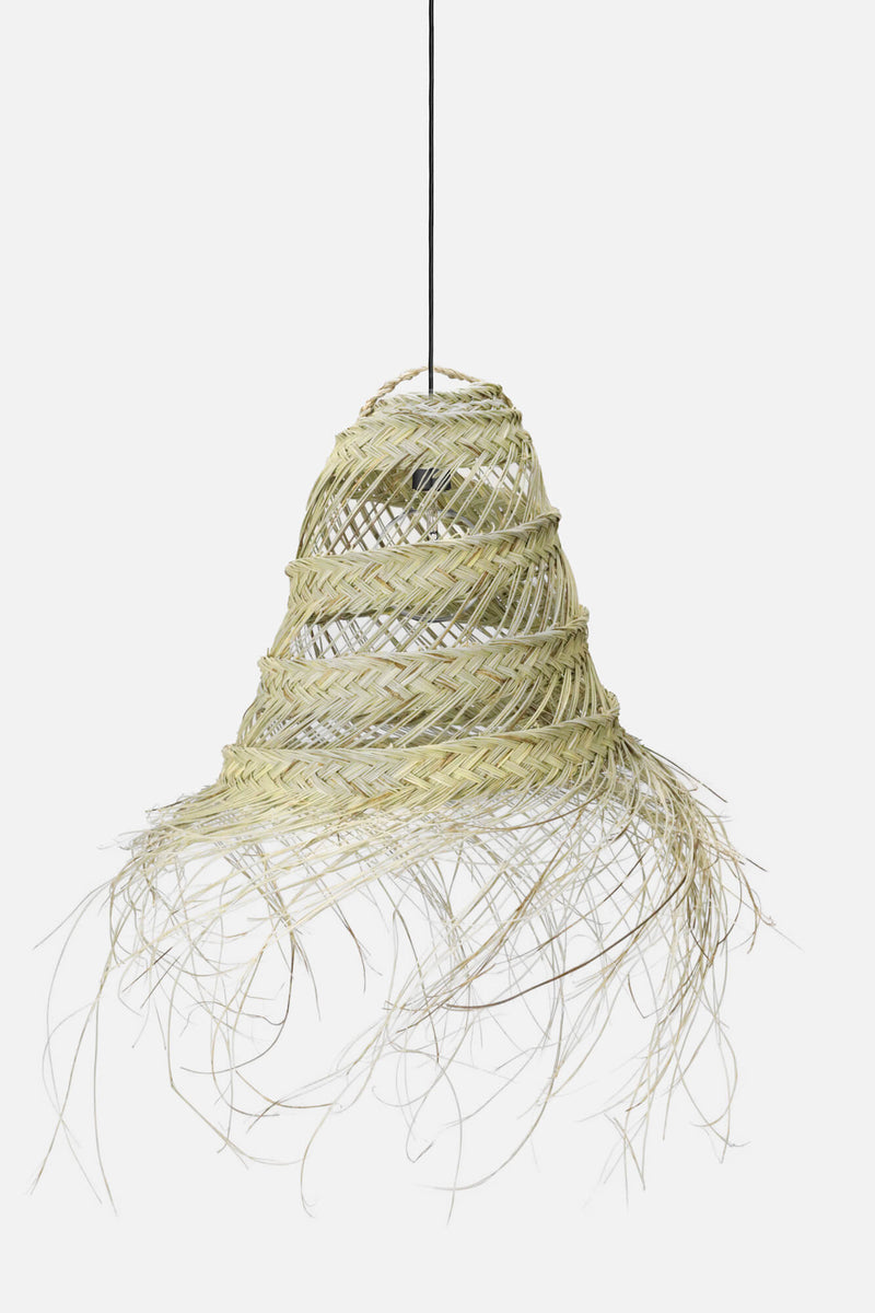 SUSPENSION PALMIER DOUM CÔNE ARRONDI AJOURÉ À FRANGES