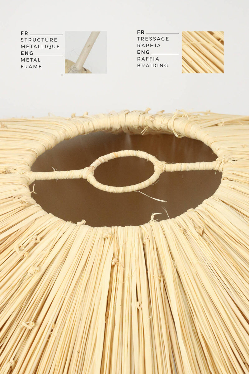 GRANDE SUSPENSION ONDULÉE EN RAPHIA